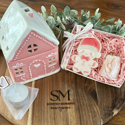 Pink Gingerbread Wax Melt Burner Gift Set
